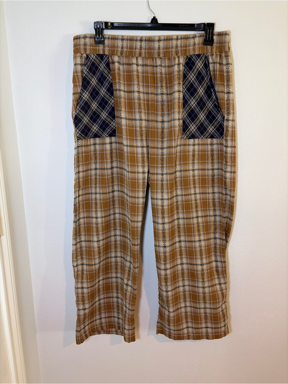 Natural Life Plaid Pants XL Wide Leg Pull On Hippie Festival Boho Cottagecore